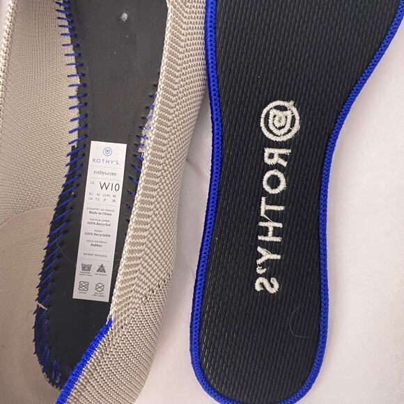 Rothys The Flat Light Gray Knit Round Toe Ballet Flats Slip-On Shoes Size W10 - Picture 6 of 8